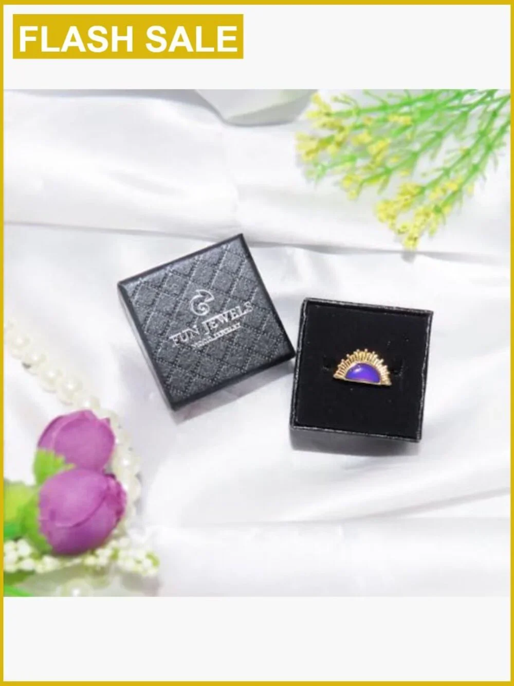 Sunburst Mood Ring, Adjustable Band, Statement Jewelry
